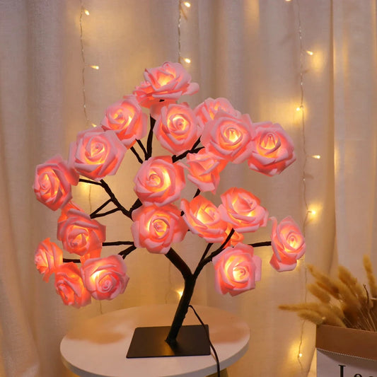 Enchanting 36LED Rose Tree Night Light - USB Powered Adjustable Table Lamp for Romantic Decor and Gift Ideas