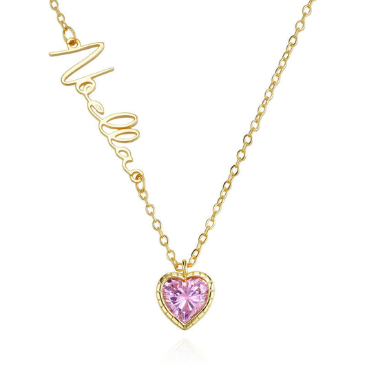 Custom Name Birthstone Heart Necklace β Personalized Gift π