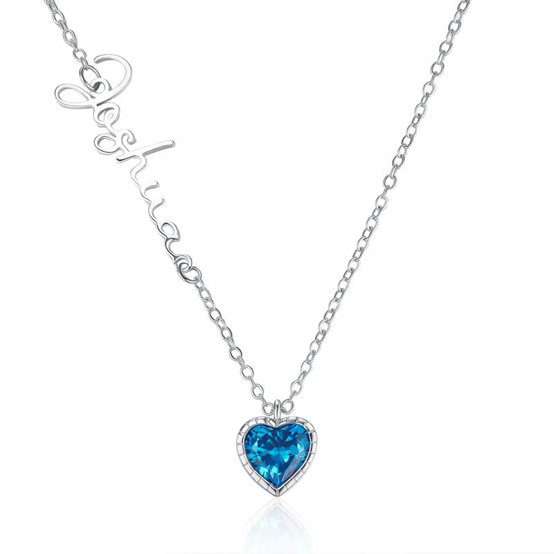Custom Name Birthstone Heart Necklace – Personalized Gift 💖