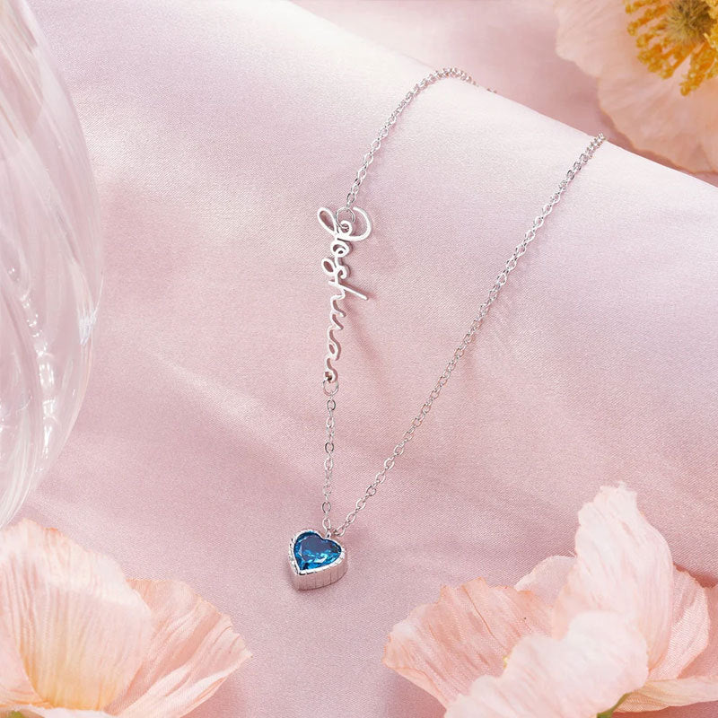 Custom Name Birthstone Heart Necklace – Personalized Gift 💖