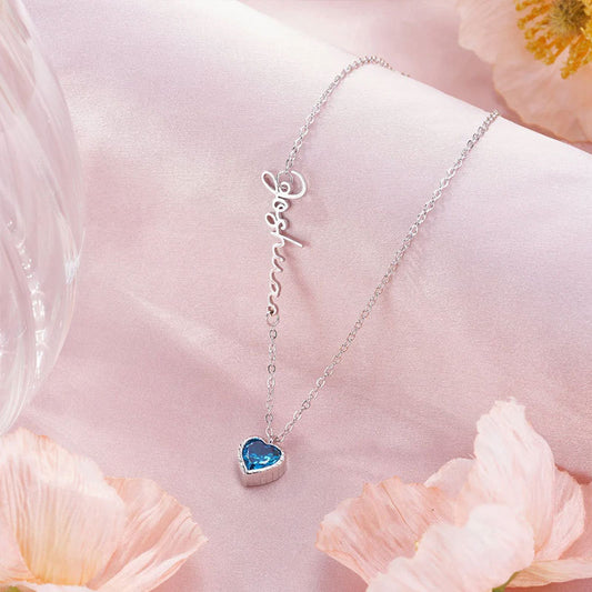 Custom Name Birthstone Heart Necklace – Personalized Gift 💖