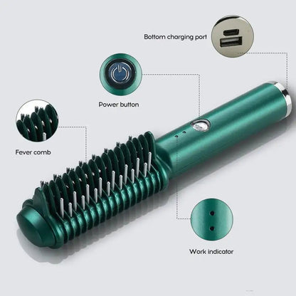 2-in-1 Hair Styling Comb – Curl & Straighten Tool ✨