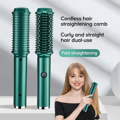 2-in-1 Hair Styling Comb – Curl & Straighten Tool ✨