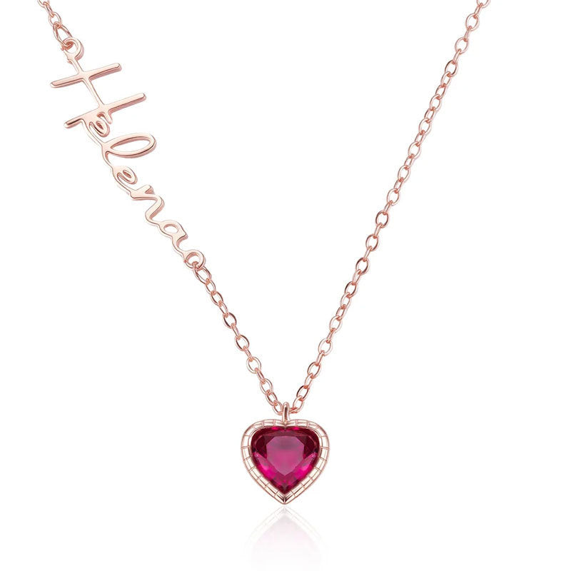 Custom Name Birthstone Heart Necklace – Personalized Gift 💖