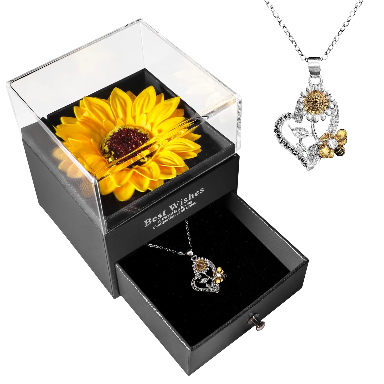 Timeless Love: Eternal Rose Jewelry Box with 100 Languages I Love You Necklace - Perfect Gift for Valentine's Day, Weddings, and Anniversaries