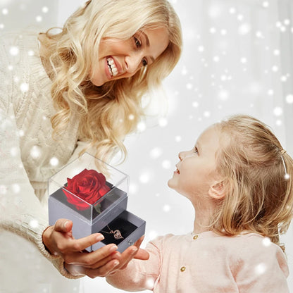 Timeless Love: Eternal Rose Jewelry Box with 100 Languages I Love You Necklace - Perfect Gift for Valentine's Day, Weddings, and Anniversaries